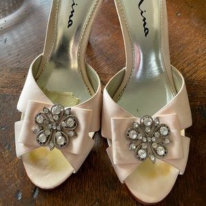 Nina Satin Jeweled Mules